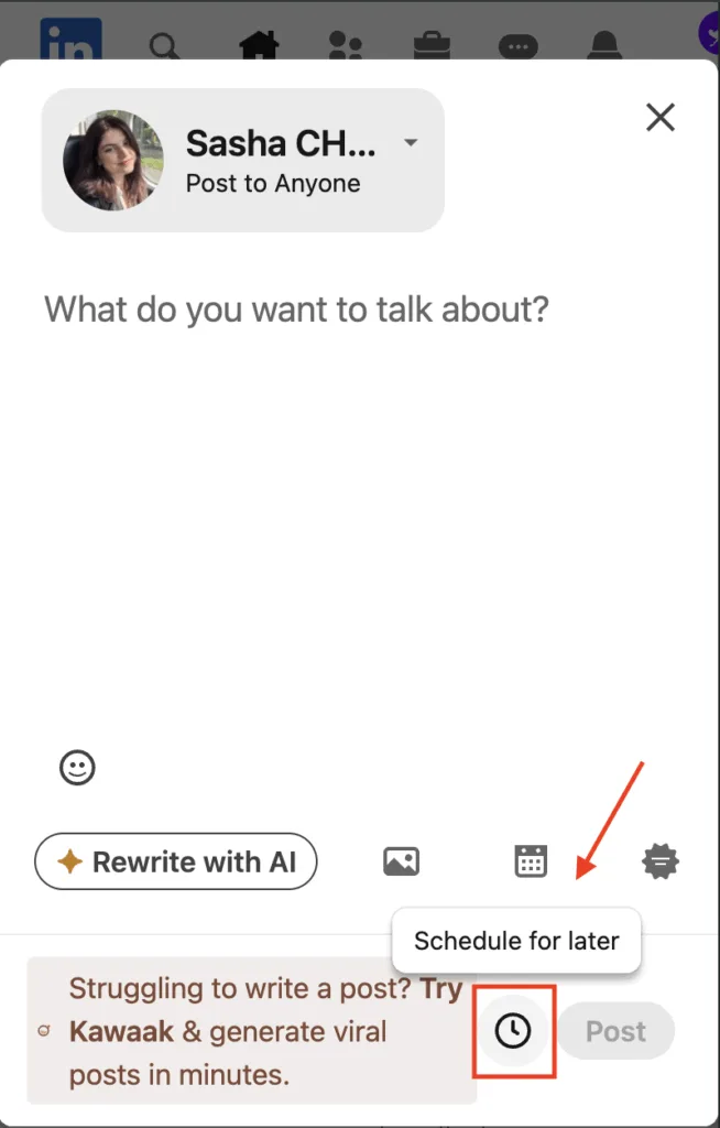 How do you schedule a post on Linkedin mobile