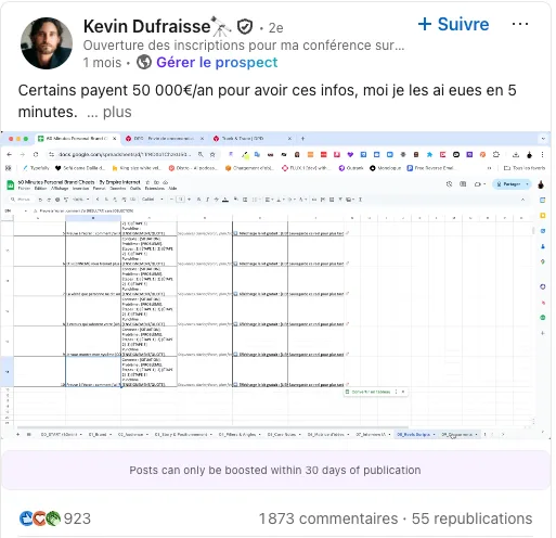 Kevin Dufraisse post information