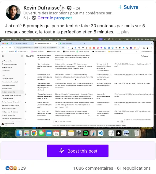 Kevin dufraisse post prompt