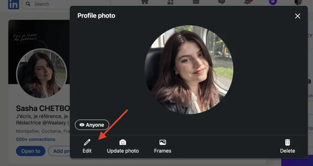 profile picture upload in LinkedIn